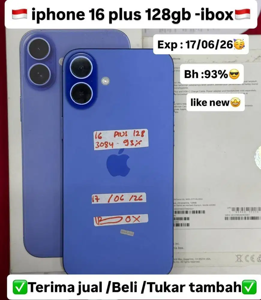 Iphone 16 Plus 128 Gb Ultramarine Resmi Ibox