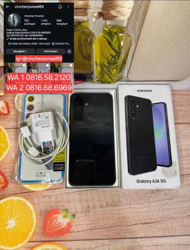 Jual hp siap pakai SAMSUNG A36 5g 8/256 grns juni 2026 free adaptor