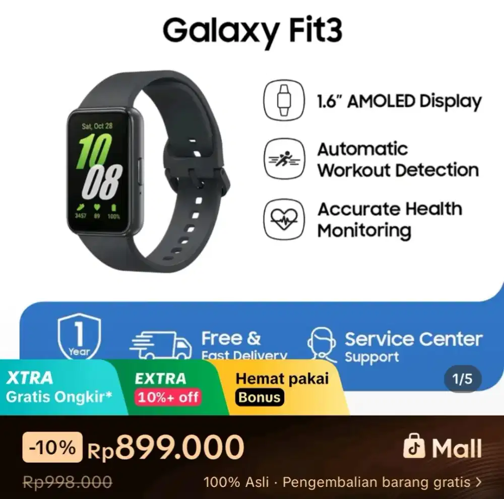 Samsung Smartwatch Galaxy Fit3 Amoled Display