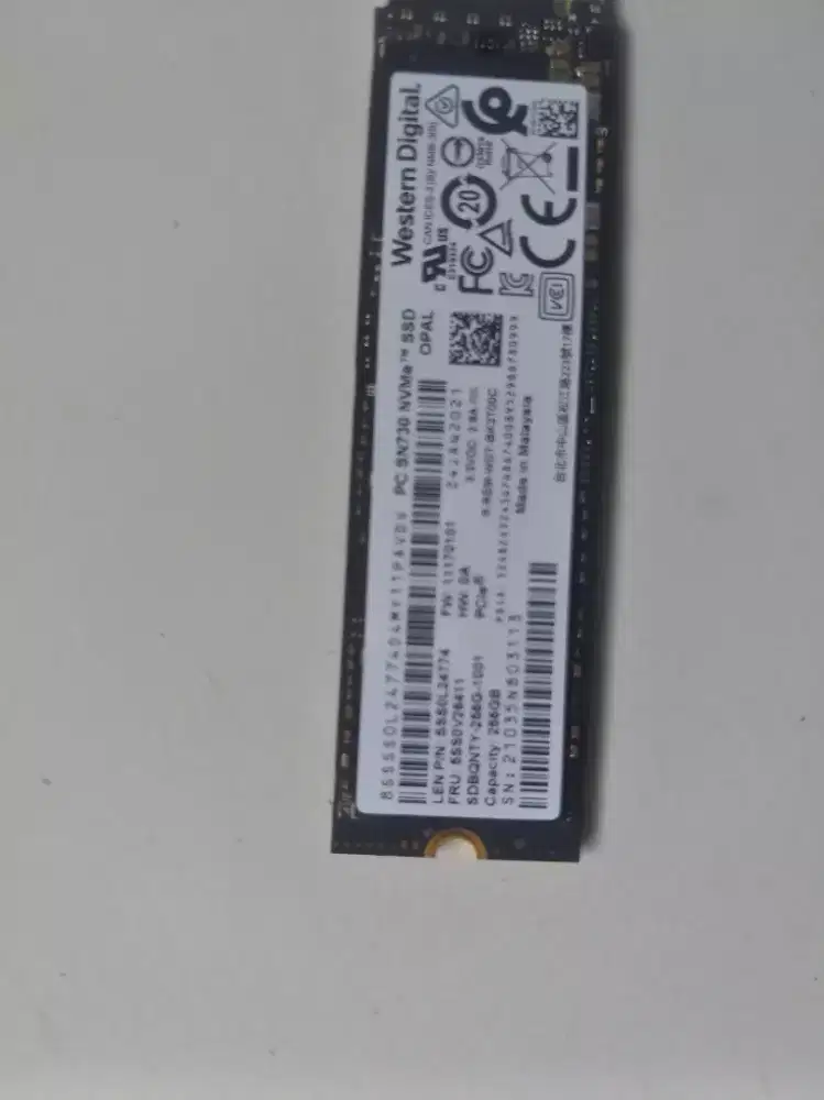 Ssd nvme 256gb wastern digital
