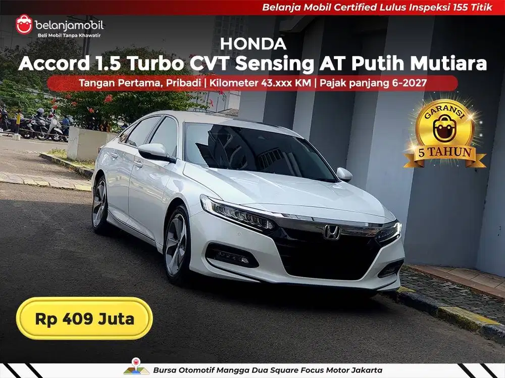 [ GARANSI 5TH ] Honda Accord 1.5 Turbo CVT Sensing AT 2022 2023