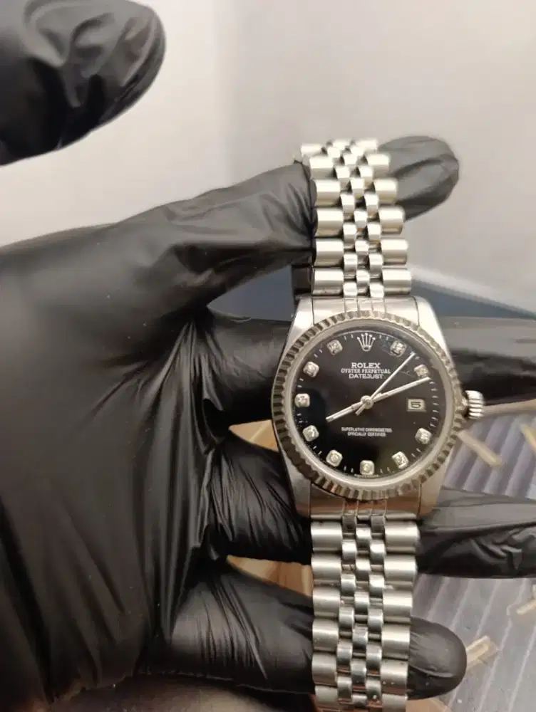 Rolex datejust 16234 black diamond dial 36 dim swiss matic mov premium