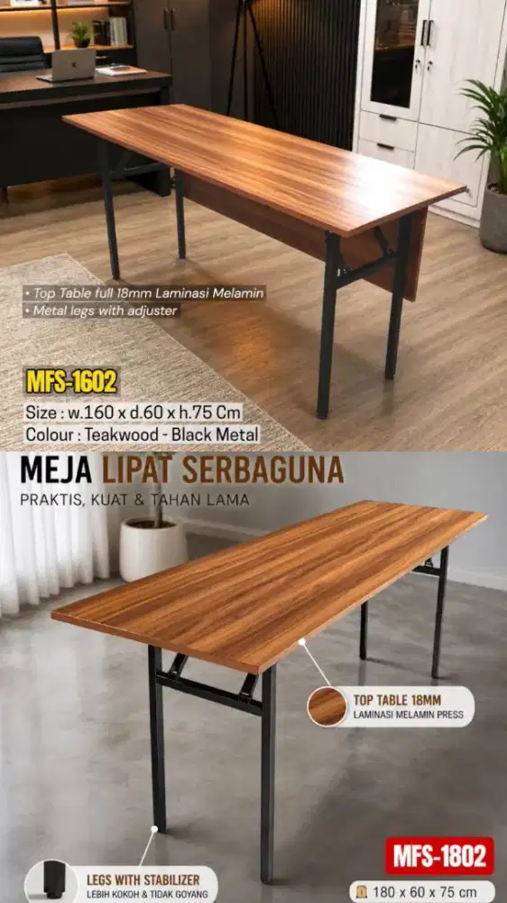 Meja lipat melamin