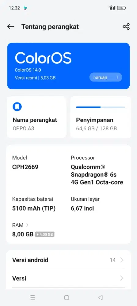 Jual hp Oppo a3