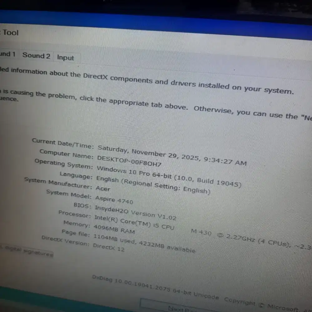Laptop ACER Aspire 4740G