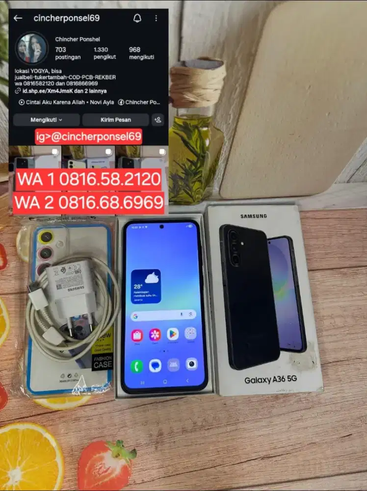 Jual hp SAMSUNG A36 5g 8/256 grns juni 2026 free adaptor n case