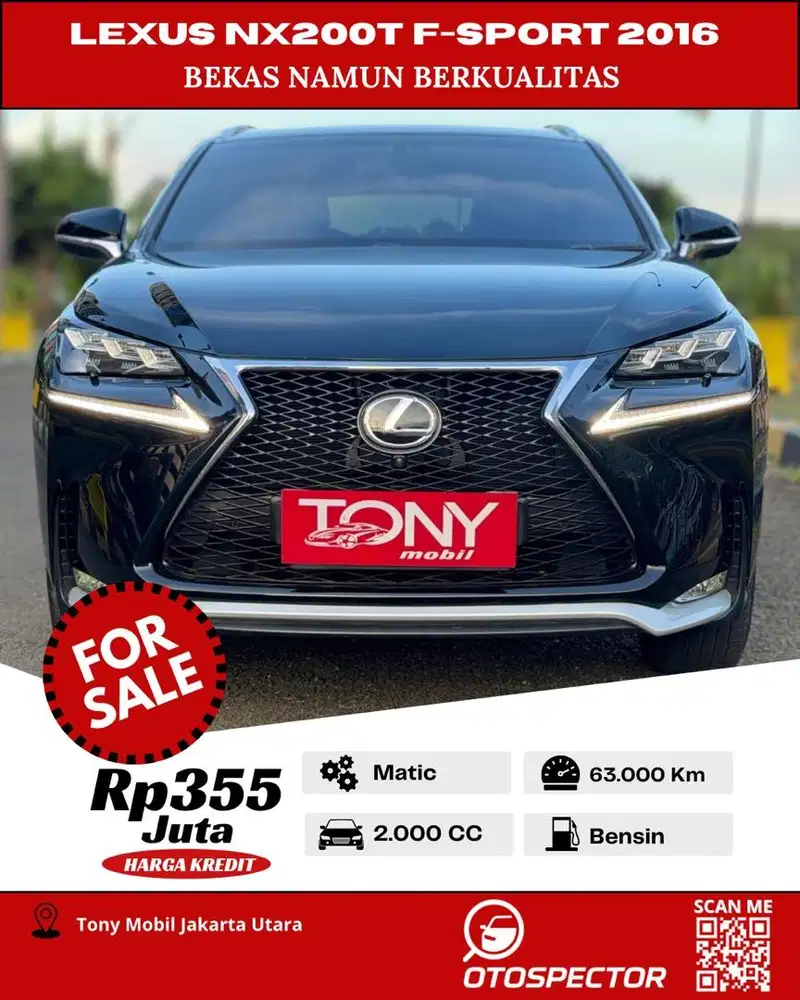 #Tony Mobil# Lexus NX200t F-Sport 2016 Hitam