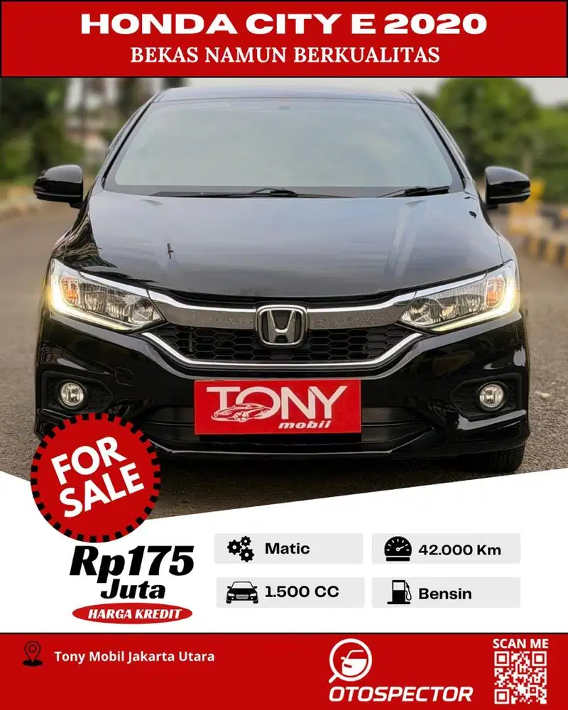 #Tony Mobil# Honda City E 2020 Hitam