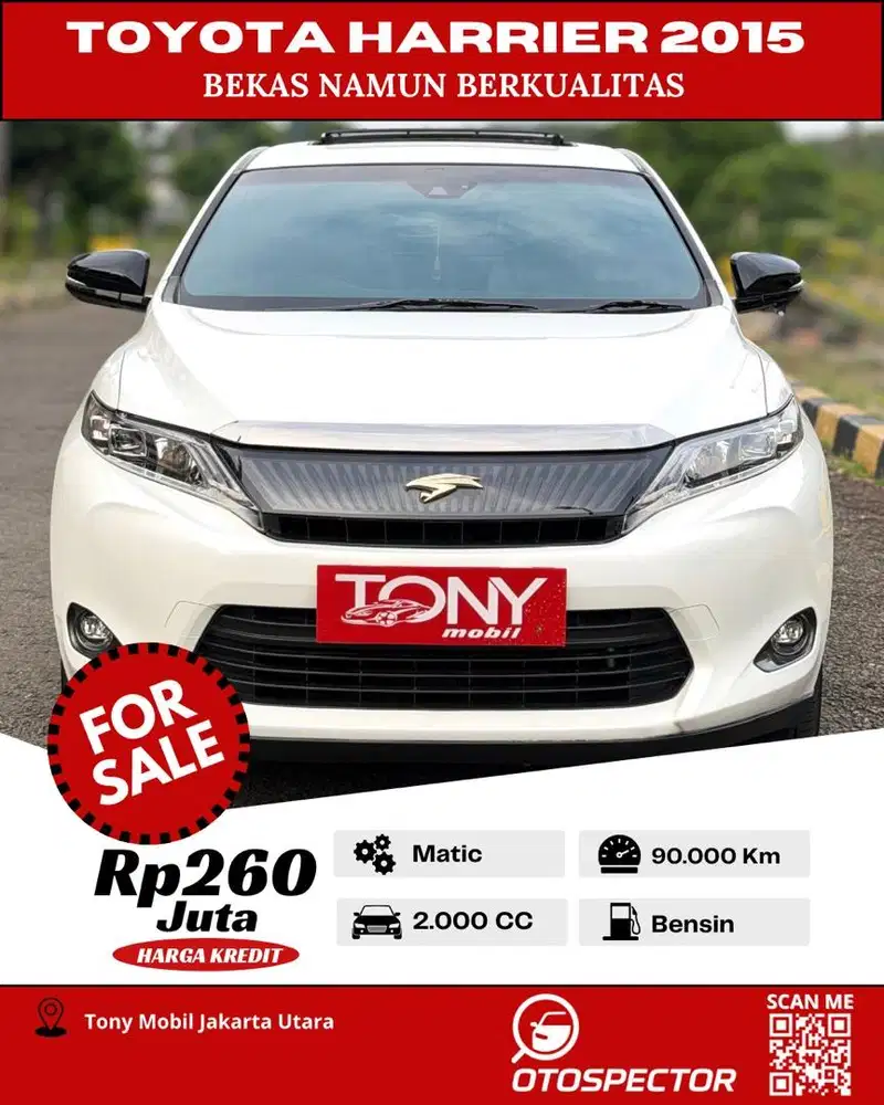 #Tony Mobil# Toyota New Harrier 2.0L AT 2015 Putih