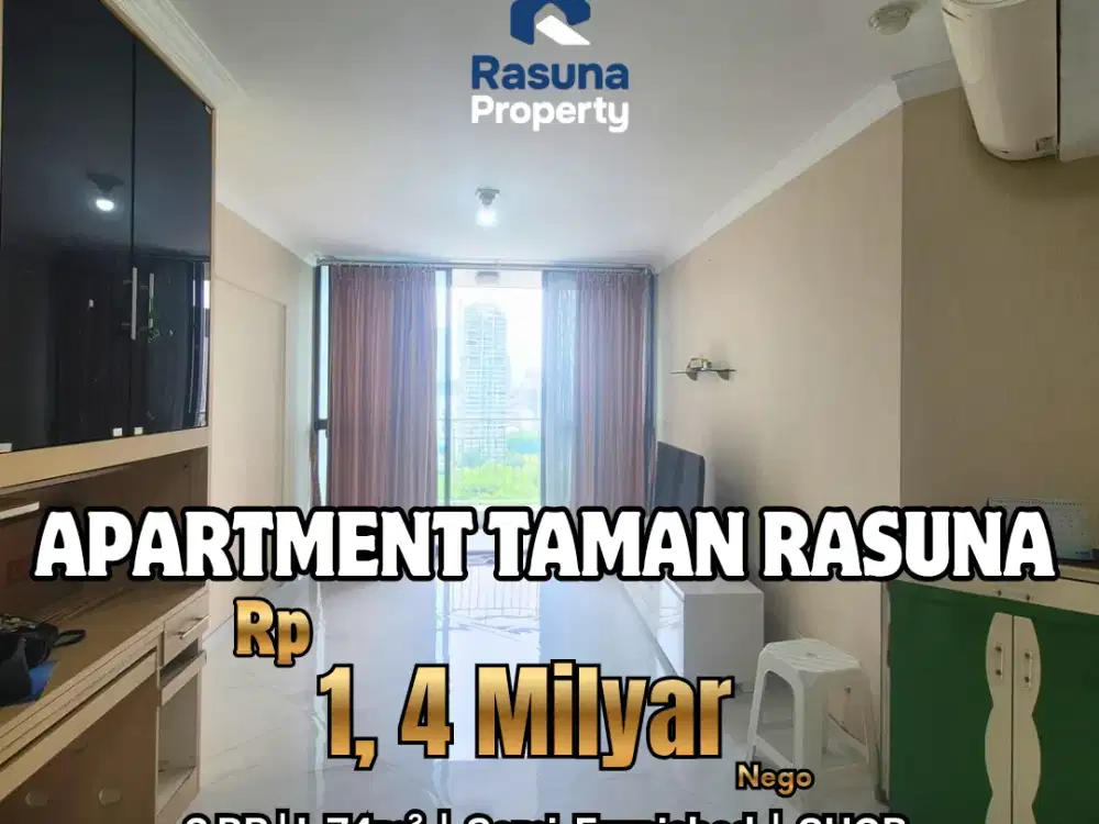 For Sale, Apartemen Taman Rasuna, 2 BR, Semi Furnished, SHGB, Cocok untuk investasi