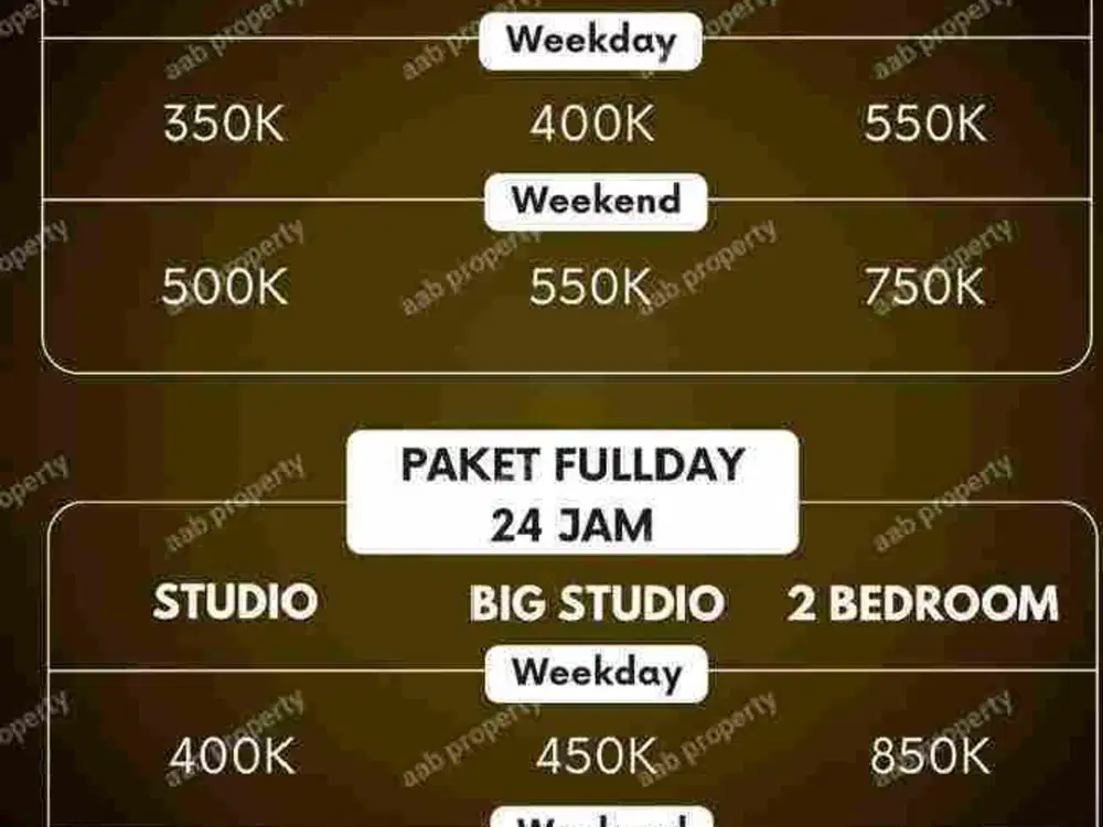 Sewa apartemen harian, mingguan , bulanan
