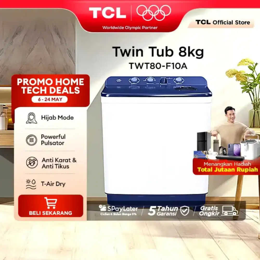 Mesin cuci 8kg 2tabung tcl