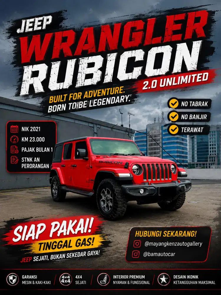 Jeep Wrangler Rubicon 2.0 unlimited 2021 km 23rb Asli