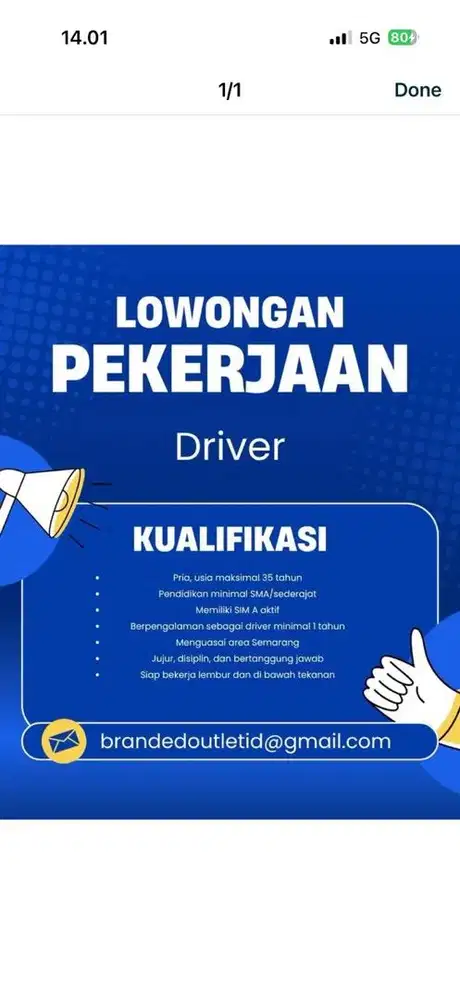Butuh Driver Pribadi/ Kantor