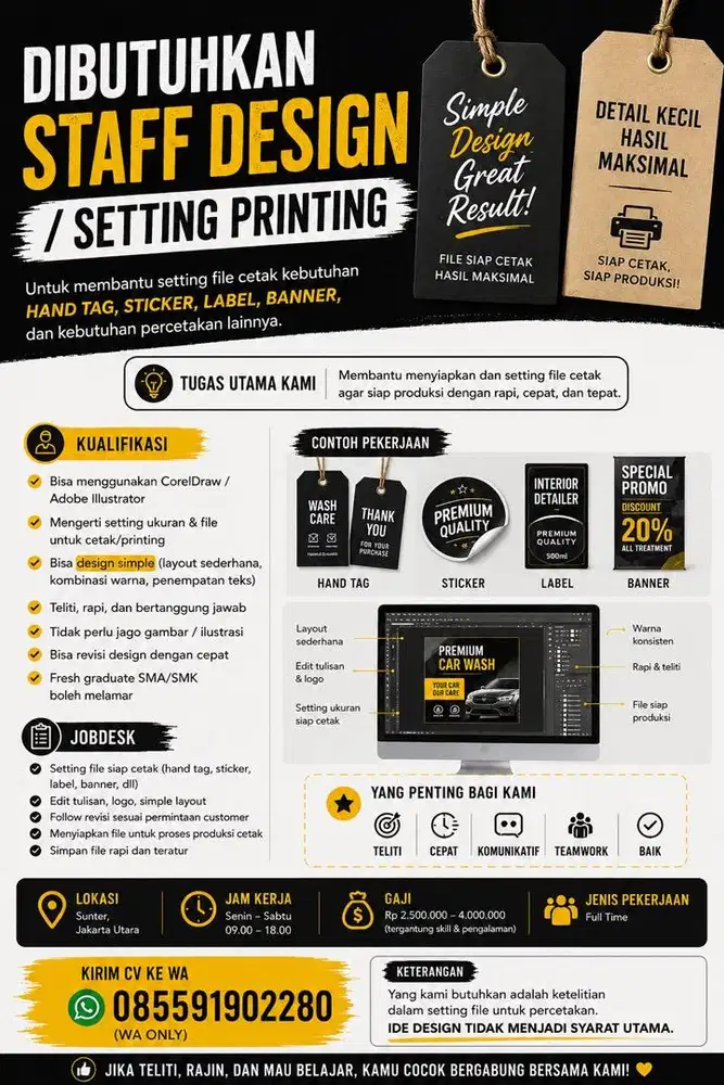 LOWONGAN KERJA – STAFF DESIGN / SETTING PRINTING