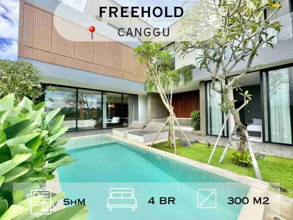 Beautiful rice field view villa for sale in berawa canggu