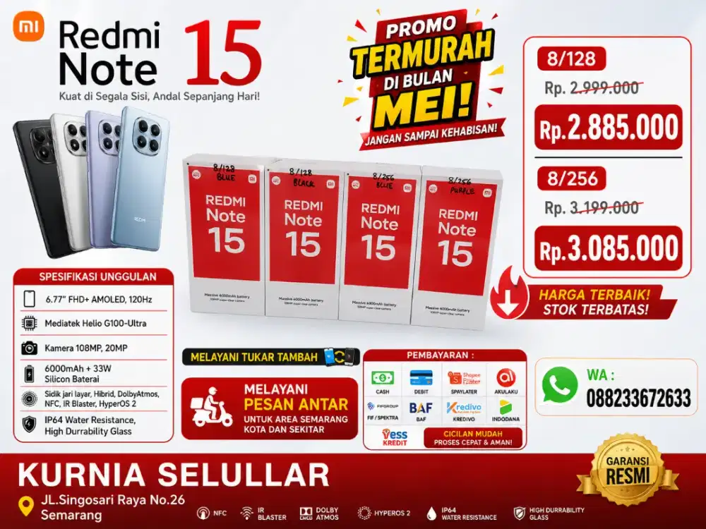 PROMO MEI TERMURAH ‼️ Redmi Note 15 New, Garansi Resmi