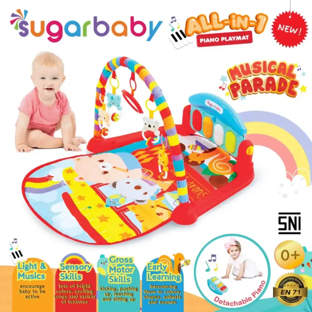 Preloved My Piano Playmat Baby Gym musik mainan rattle lampu
