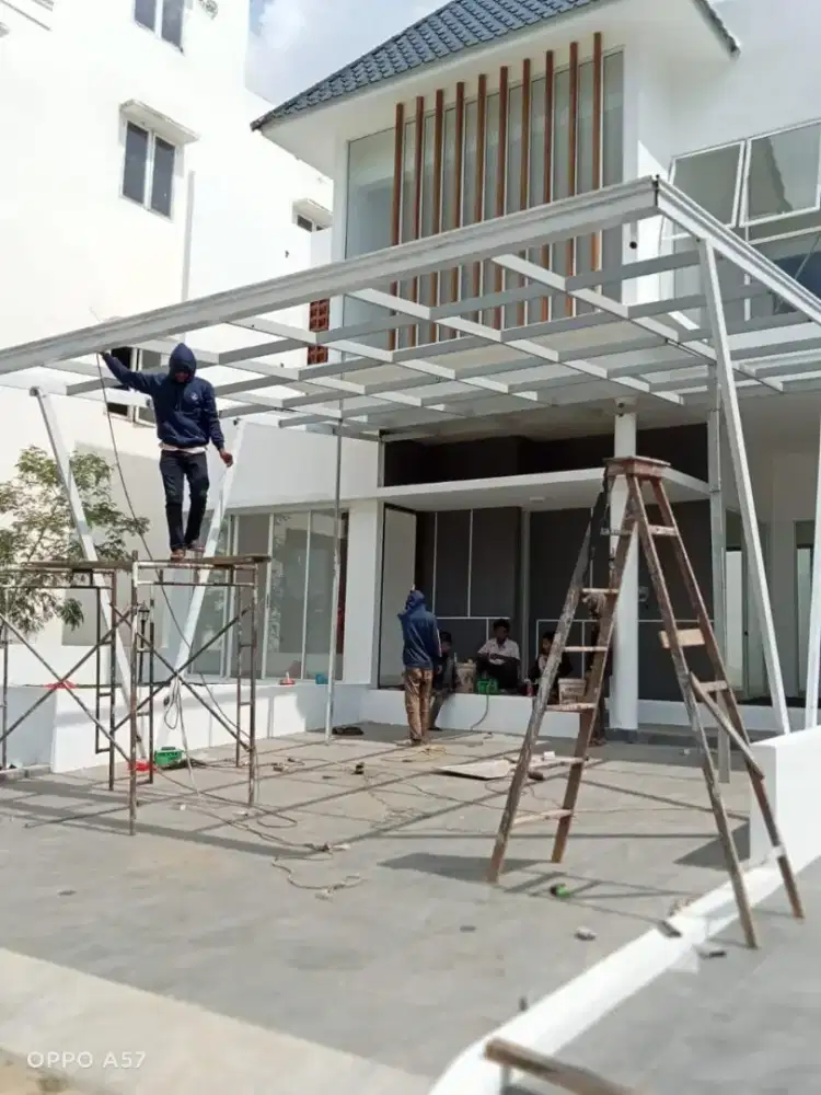 Kanopi seng sepandek rangka besi holo galpanis