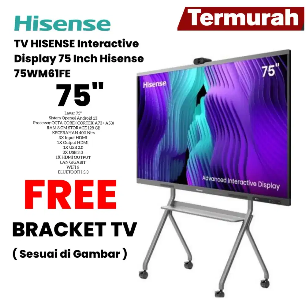 TERMURAH! TV HISENSE Interactive Display 75 Inch Hisense 75WM61FE