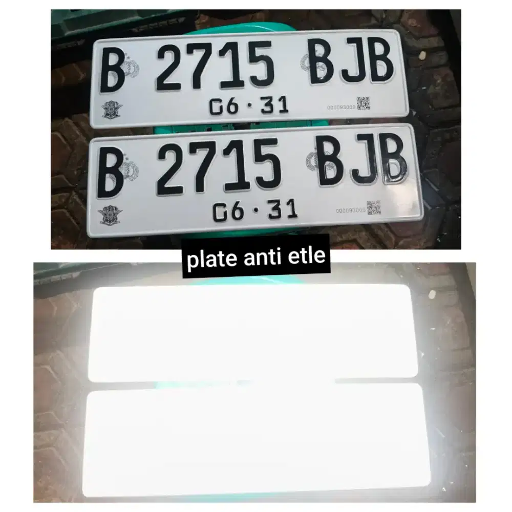 sepasang plat mobil anti etle pakai barcode ,bagan tebal, font terbaru
