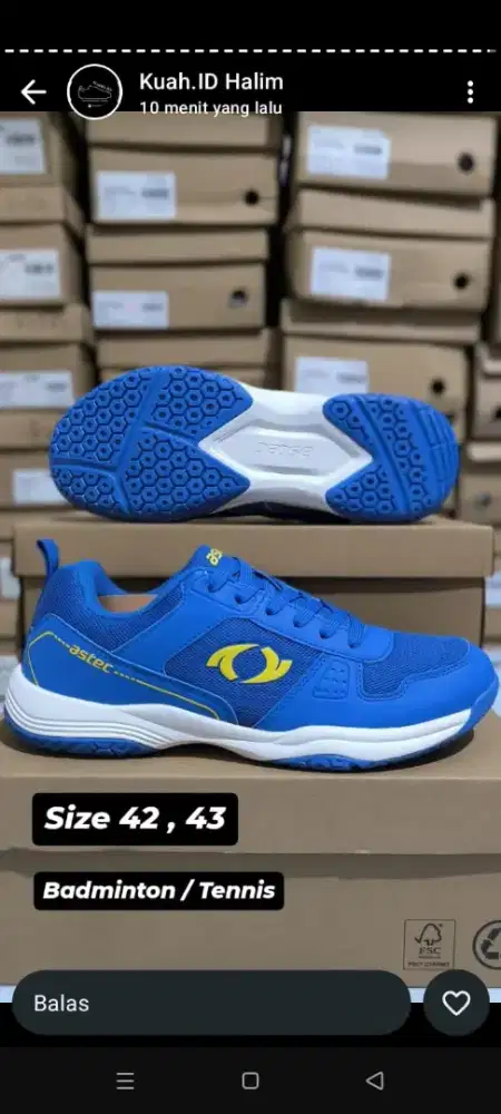 Sepatu tenis padel badminton Astec size 42 murah'