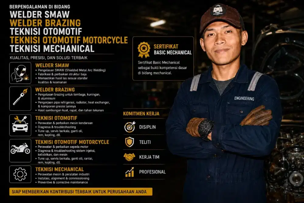 Saya sangat tertarik bekerja di bidang otomotif dan engineering