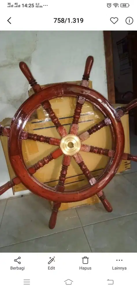 Kemudi kayu 70 / Dekorasi kemudi kapal 70