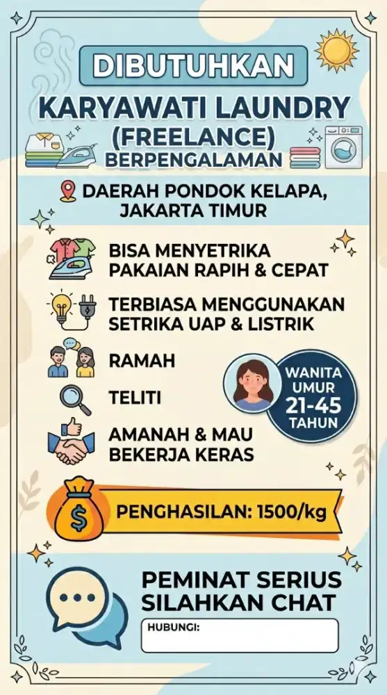 Freelance Laundry khusus gosok