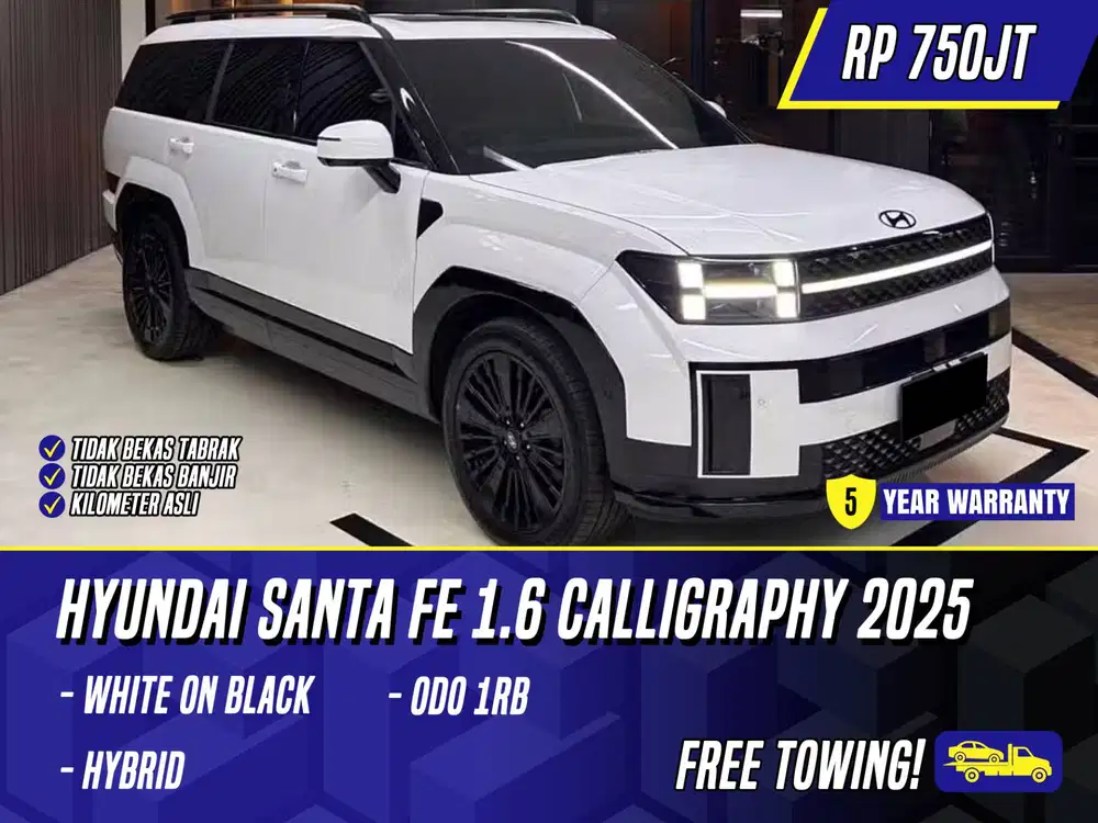 Hyundai Santa Fe 1.6 Hybrid Calligraphy 2025 White on Black Putih