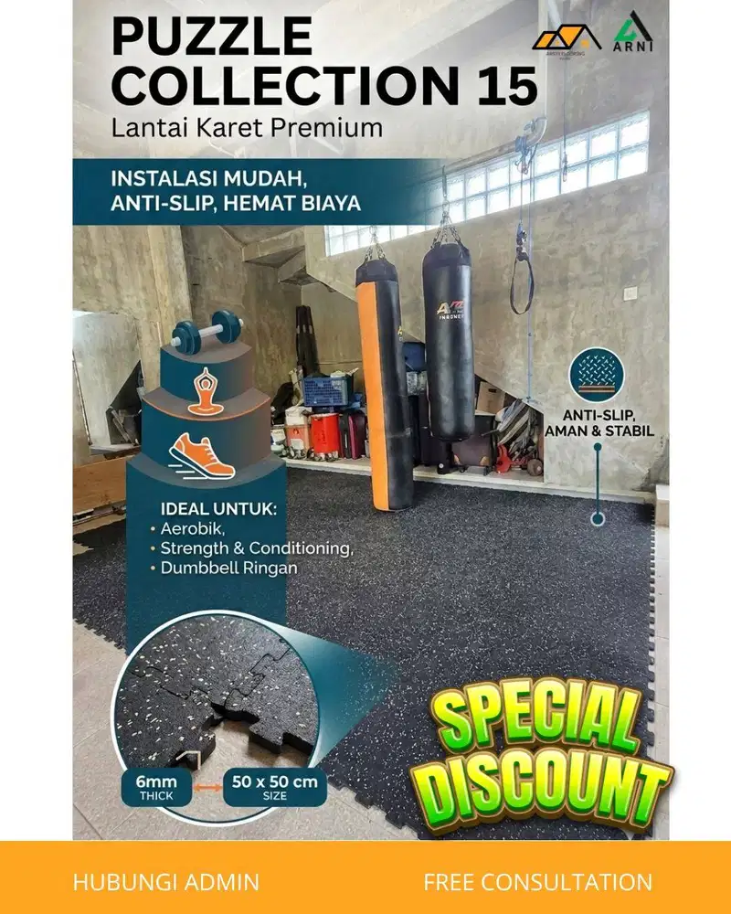 Rubber Lantai Karet Gym | Lantai Empuk Puzzel