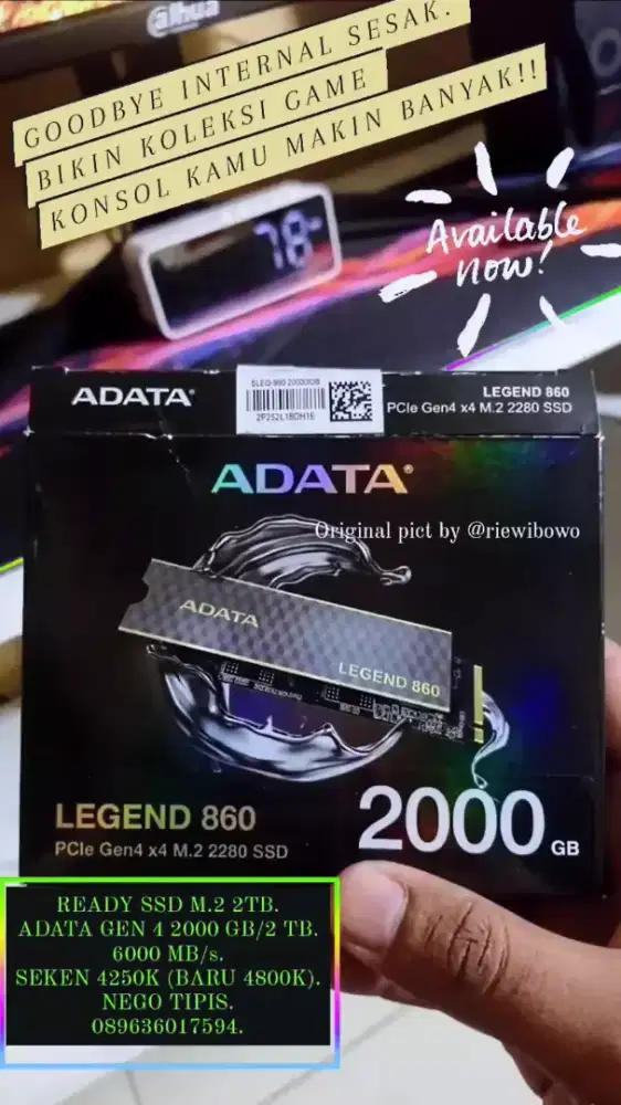 SSD M.2 PS5 ADATA GEN 4 2TB seken fullset masih ngebut.