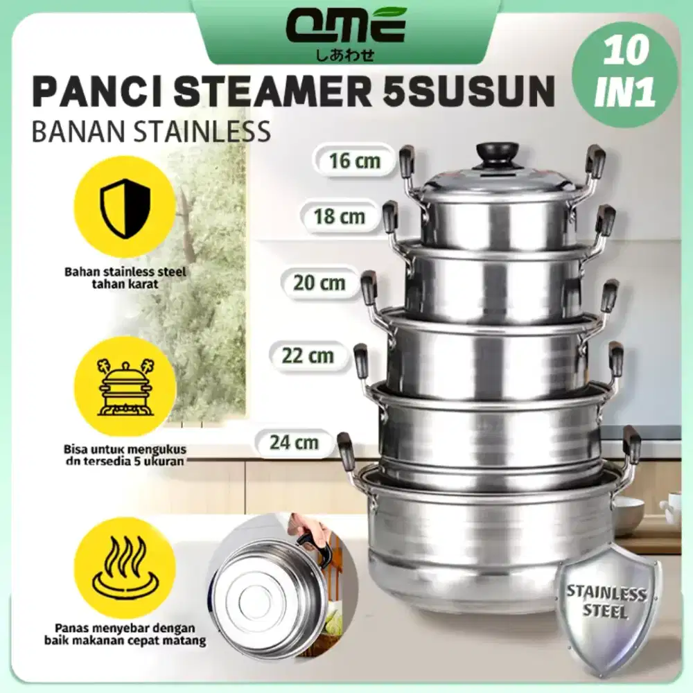 Panci streamer stainless isi 5 pcs anti karat