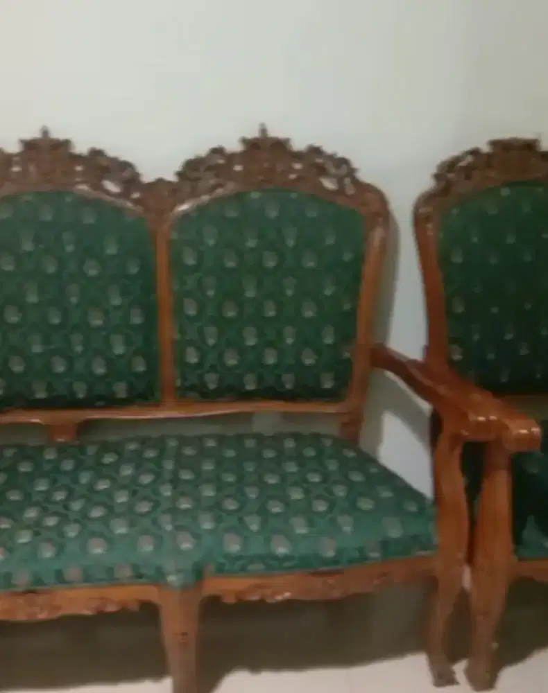 KURSI + MEJA TAMU KAYU JATI ASLI UKIRAN /34 TAHUN