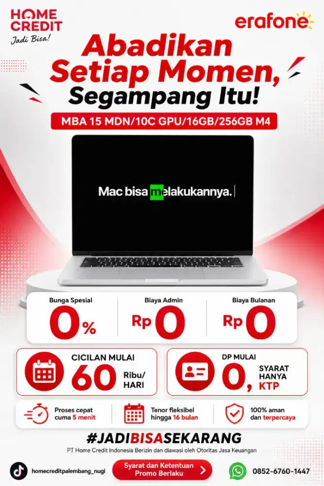 PROMO KREDIT MACBOOK MBA 13 MDN/8C GPU/16GB/256GB M4