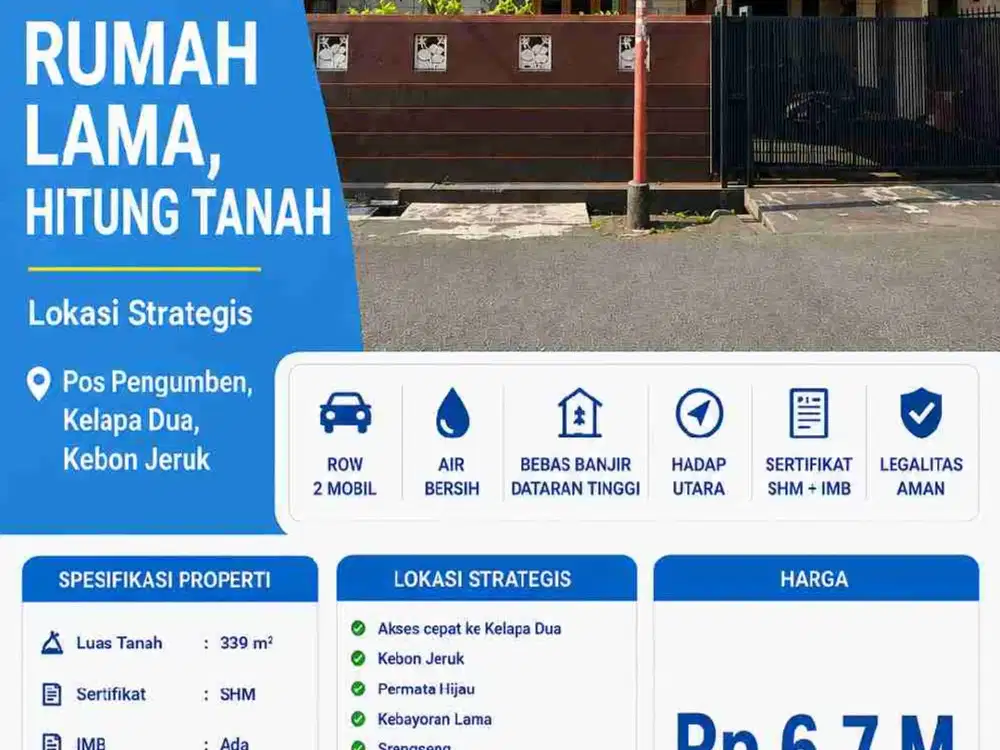 Jual cepat,masih nego! Rumah lama dalam komplek hitung tanah pos pengumben kebon jeruk jakarta barat