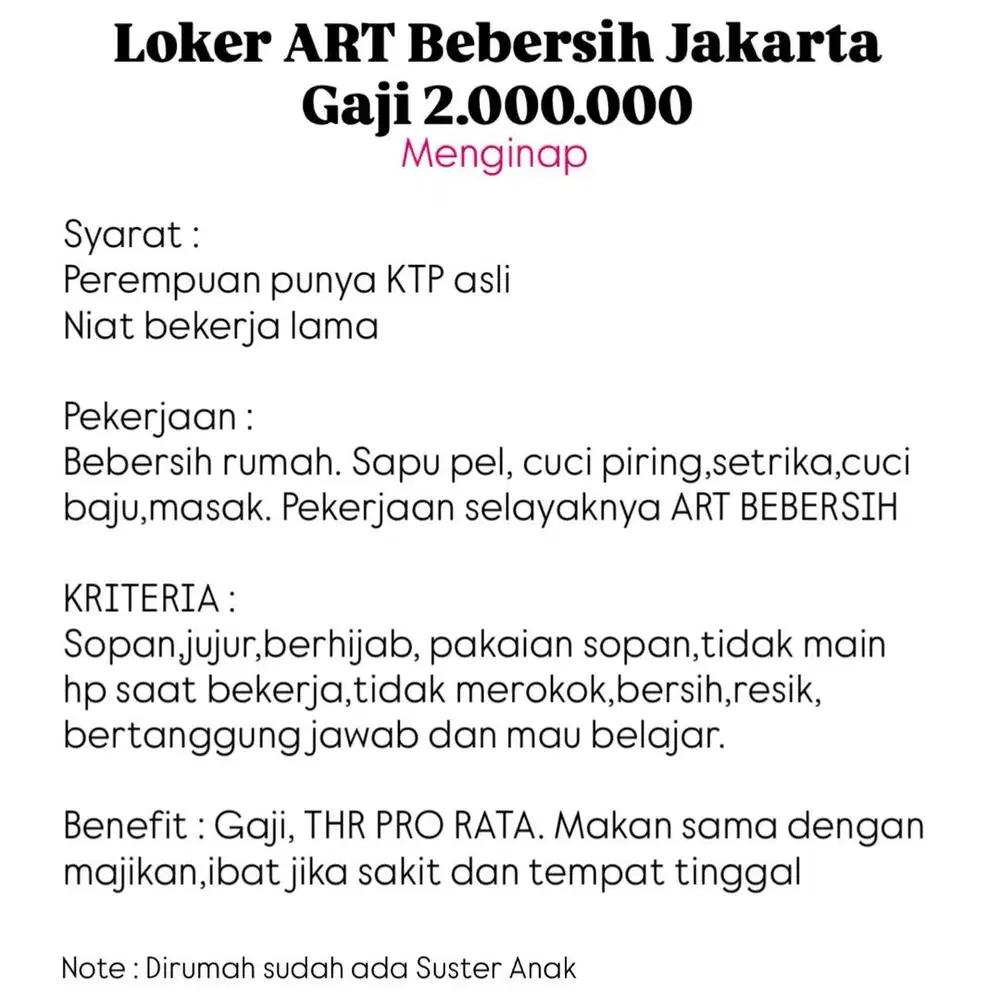 LOWONGAN ART BEBERSIH