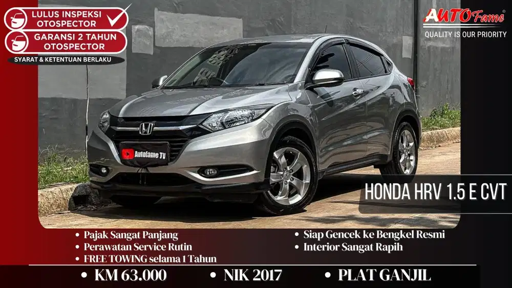 Honda HRV 1.5 E CVT AT NIK 2017 Alabaster Silver On Black Full Origina