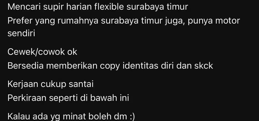 Mencari Supir Harian Flexible
