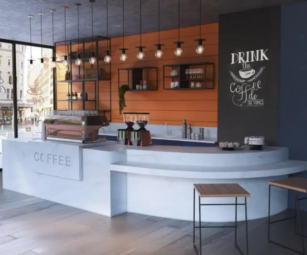 Meja Barista Modern Meja Cashier Custom Meja Kasir Meja Pelayanan