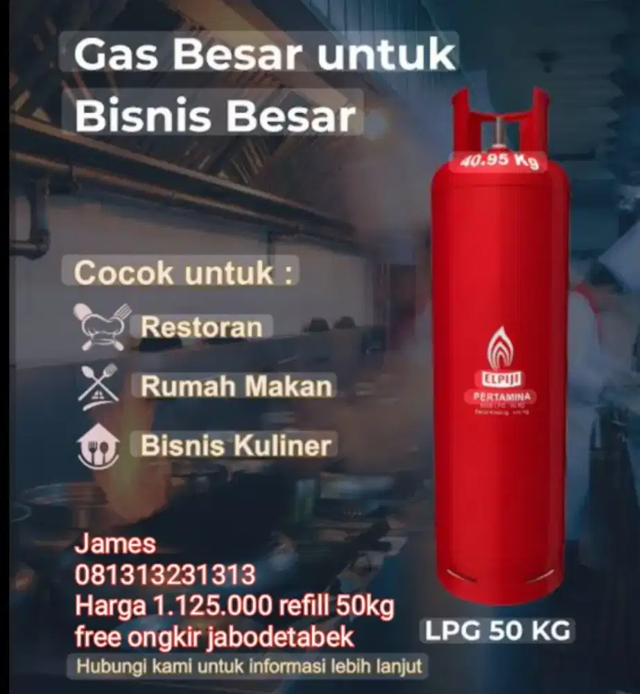 Gas LPG 50kg refill free ongkir jabodetabek