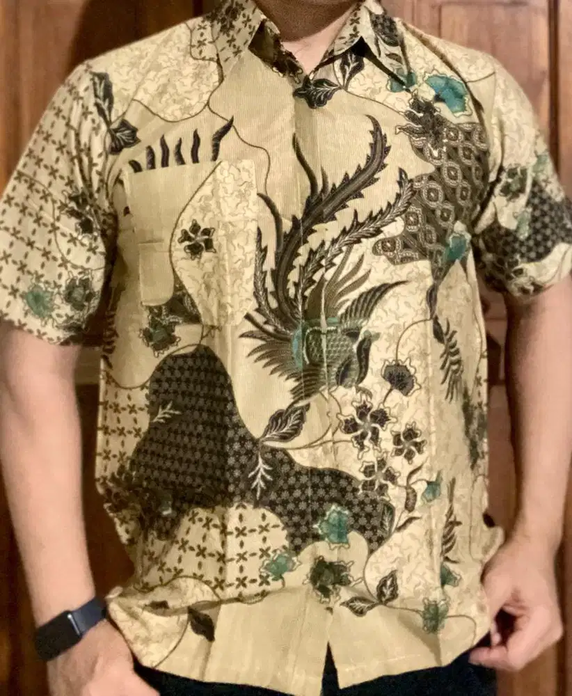 [ PRELOVED ] Hem Batik Pria || Batik Motif SEKARJAGAD || Batik Coklat