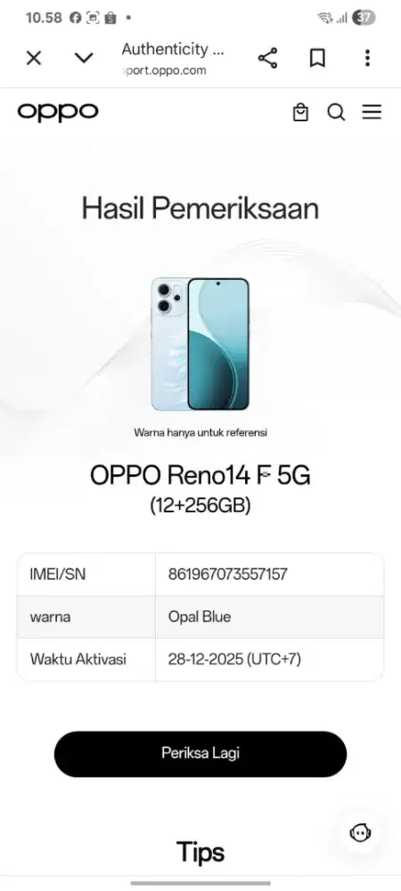 Jual hp bekas review oppo reno 14f 5g 12/256 likeNEW istimewa grns on
