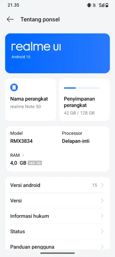 REALME NOTE 50  RAM 4+8/128