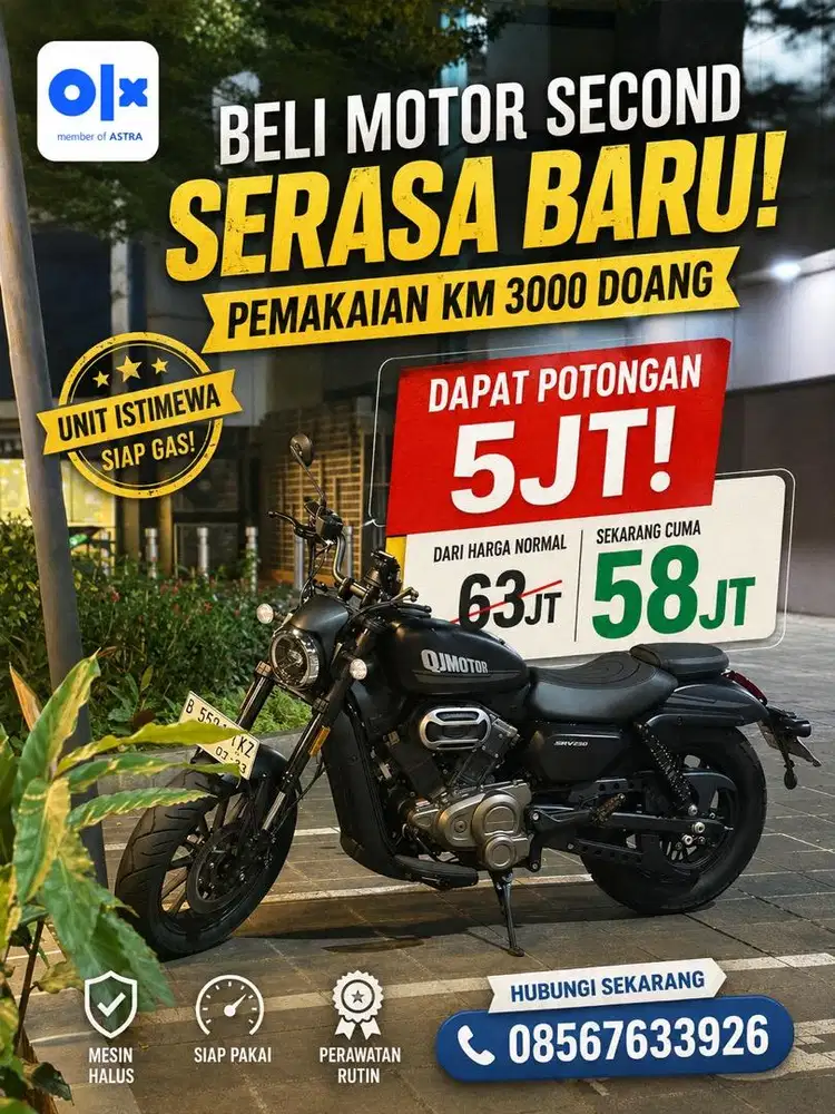 BELI MOTOR CRUSER SECOND SERASA BARU 3.000KM Only Potongan 5 Jt
