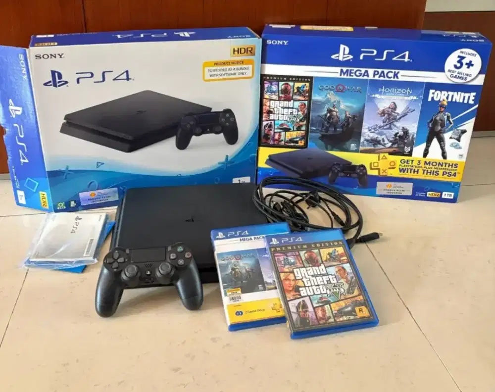 Jual murah PS4 SLIM 1TB seri CUH-2218, kondisi normal+kaset game,3,7jt