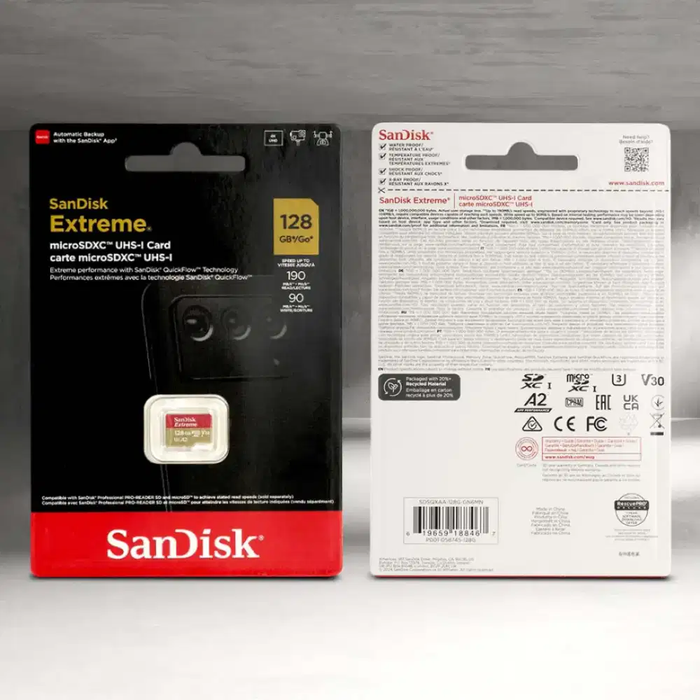 Memory Card Micro SD merk SANDISK extreme A2 128GB 190Mbps