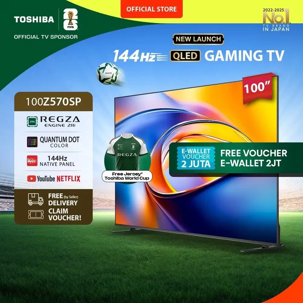 Jual TV Toshiba 100’’ AI 4k QLED 144Hz Barang Baru Jual HARGA MIRING
