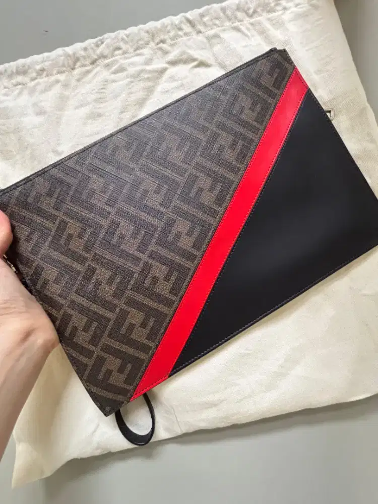 FENDI FLAT POUCH AND WRISTLET