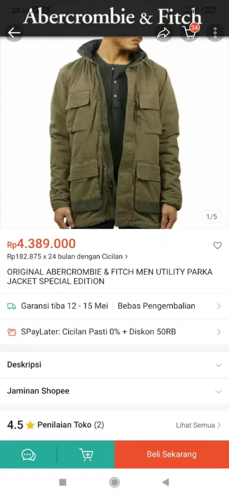 ABERCROMBIE & FITCH Men's Parka Jacket